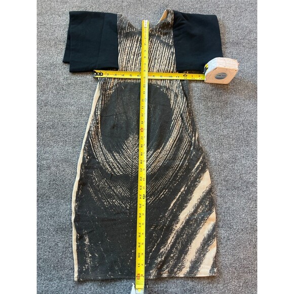 Meem Label Womens Black Beige Printed Open Sleeve Sheath Dress Size Small - Picture 7 of 8